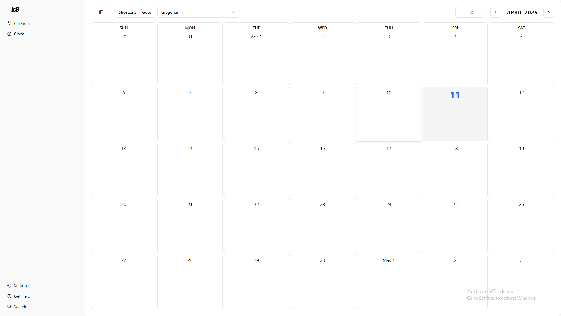 calendar preview