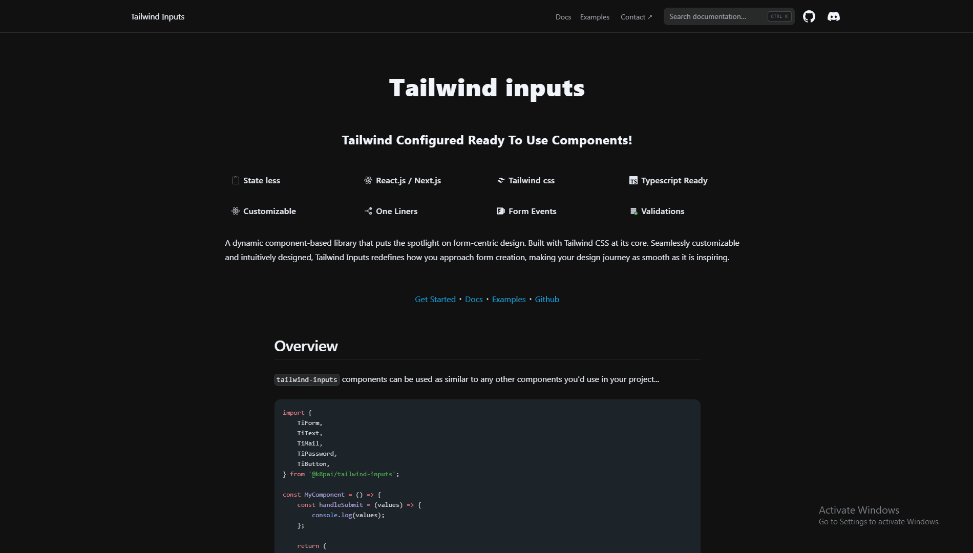 Tailwind Inputs preview